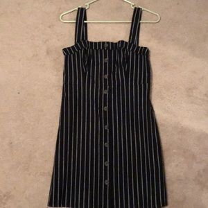 black and white stripped button up dress